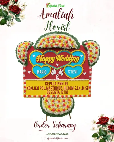 Karangan Papan Bunga Pernikahan di Donomulyo